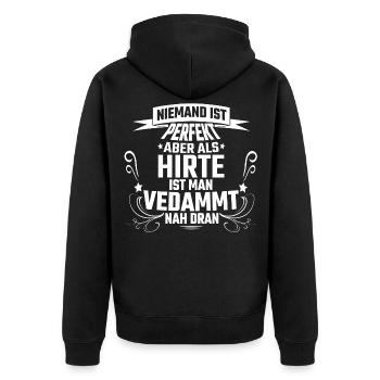 Schäfer Schaf Schafe Hirte Lustiges Geschenk - Unisex Premium Bio Zip Hoodie - Schwarz - Hinten - Nico (187cm)