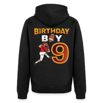 Birthday Boy 9 American Footbal Gift - Unisex Premium Bio Zip Hoodie - Schwarz - Hinten - Nico (187cm)