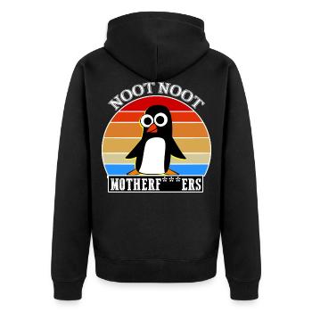 Noot Noot Pingu Meme Motherf - Unisex Premium Bio Zip Hoodie - Schwarz - Hinten - Nico (187cm)