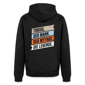Tobias Der Mann Der Mythos Die Legende - Unisex Premium Bio Zip Hoodie - Schwarz - Hinten - Nico (187cm)