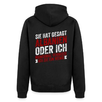 Albanien roter doppelkopfadler Albaner Geschenk - Unisex Premium Bio Zip Hoodie - Schwarz - Hinten - Nico (187cm)