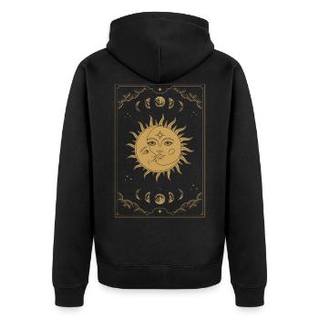Aesthetic Tarot Sun Witch Sun Moon - Unisex Premium Organic Zip Hoodie - black - Back - Nico (187cm)