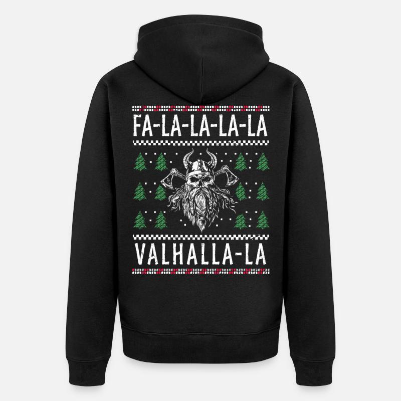 Valhalla, Wikinger Weihnachten, Wikinger - Unisex Premium Bio Zip Hoodie - Schwarz