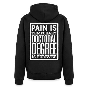 Doktorandenabschluss Des PhD - Unisex Premium Bio Zip Hoodie - Schwarz - Hinten - Nico (187cm)