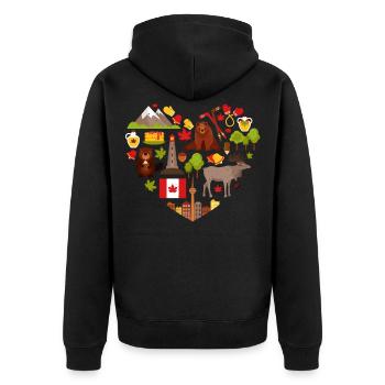 Kanadier, Kanada, Ahornblatt - Unisex Premium Bio Zip Hoodie - Schwarz - Hinten - Nico (187cm)