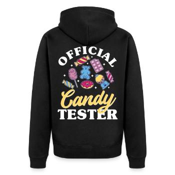 Testeur officiel de bonbons, bonbons - Veste à capuche bio Premium Unisexe - noir - Dos - Nico (187cm)