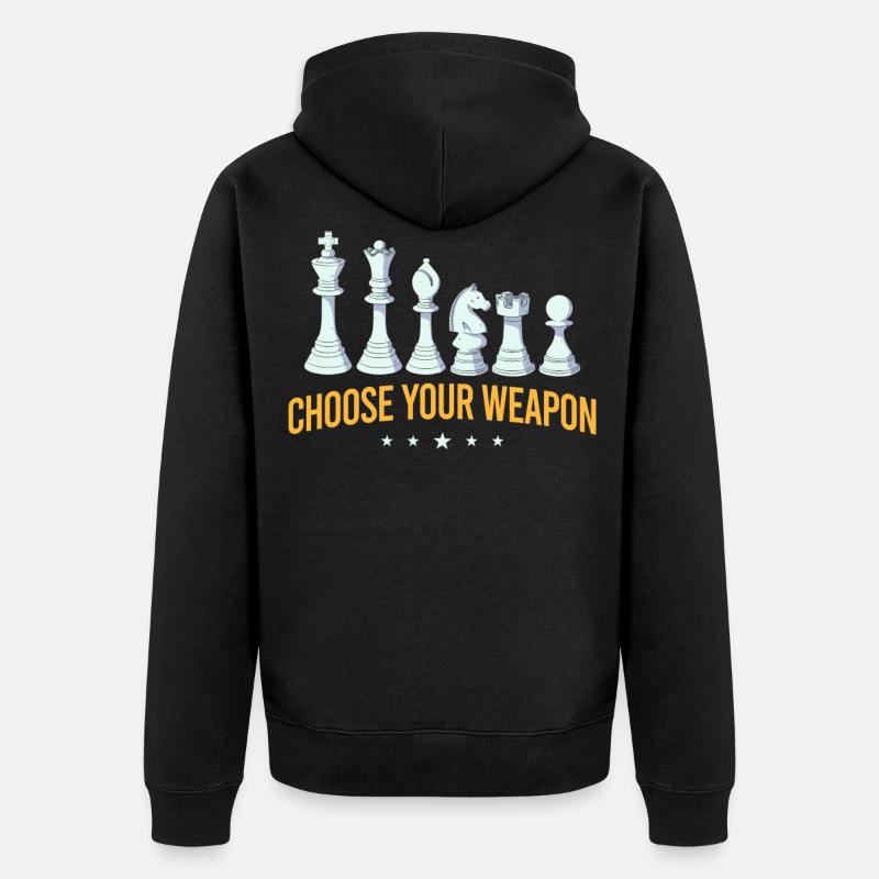 Échecs, joueur d’échecs, amateur d’échecs - Veste à capuche bio Premium Unisexe - noir