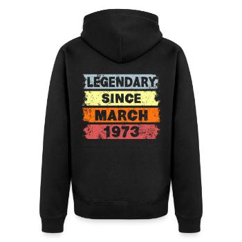 Legendary since March 1973 - Geburtstag - Unisex Premium Bio Zip Hoodie - Schwarz - Hinten - Nico (187cm)