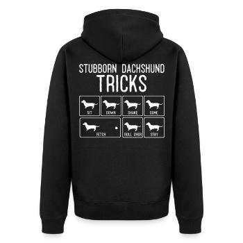 Dackelmama, Wiener Hund, Dackel - Unisex Premium Bio Zip Hoodie - Schwarz - Hinten - Nico (187cm)