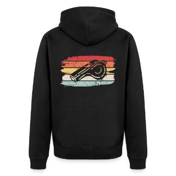 Schiedsrichter Schiri Pfeife Schiedsrichterpfeife - Unisex Premium Bio Zip Hoodie - Schwarz - Hinten - Nico (187cm)
