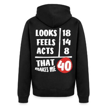 40. Geburtstag, 40 Jahre Alt - Unisex Premium Bio Zip Hoodie - Schwarz - Hinten - Nico (187cm)