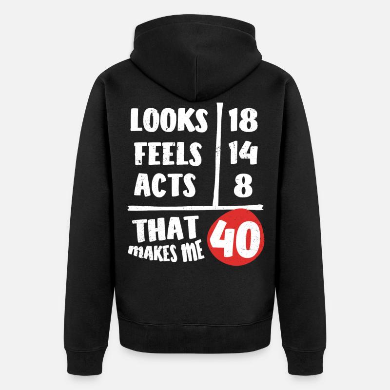 40e anniversaire, 40 ans - Veste à capuche bio Premium Unisexe - noir