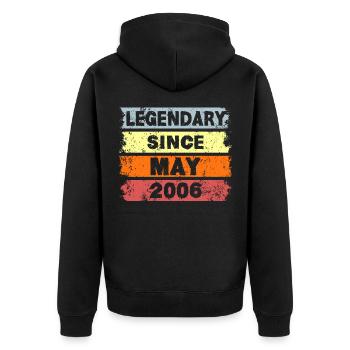 Legendary since May 2006 - Geburtstag - Unisex Premium Bio Zip Hoodie - Schwarz - Hinten - Nico (187cm)