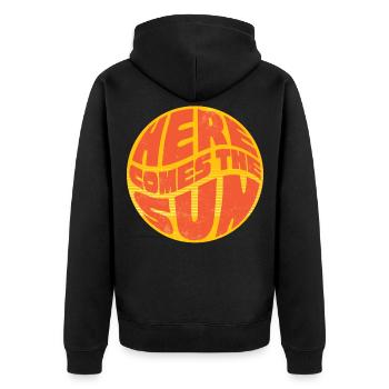 Hier Kommt Die Sonne, Retro 70er Jahre - Unisex Premium Bio Zip Hoodie - Schwarz - Hinten - Nico (187cm)