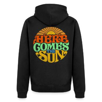 Here comes the sun, retro 70s - Unisex Premium Organic Zip Hoodie - black - Back - Nico (187cm)