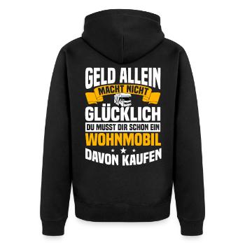 wohnmobil, reisen - Unisex Premium Bio Zip Hoodie - Schwarz - Hinten - Nico (187cm)