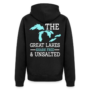 The Great Lakes, Us Lake - Unisex Premium Organic Zip Hoodie - black - Back - Nico (187cm)