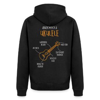 Anatomie Einer Ukulele - Unisex Premium Bio Zip Hoodie - Schwarz - Hinten - Nico (187cm)