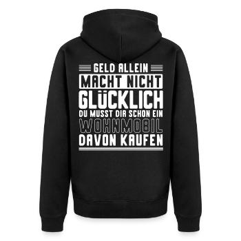 Wohnmobil, Camper, - Unisex Premium Bio Zip Hoodie - Schwarz - Hinten - Nico (187cm)