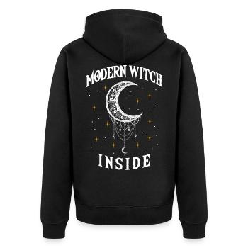Moderne Hexe Innen, Hexerei Wiccan - Unisex Premium Bio Zip Hoodie - Schwarz - Hinten - Nico (187cm)
