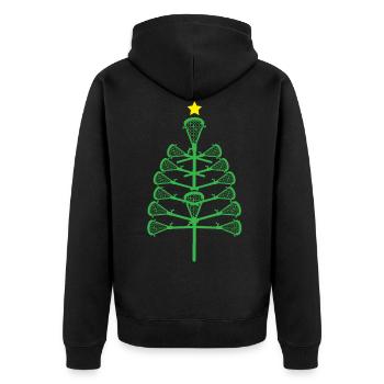 Lacrosse Weihnachtsbaum - Lacrosse Player - Unisex Premium Bio Zip Hoodie - Schwarz - Hinten - Nico (187cm)
