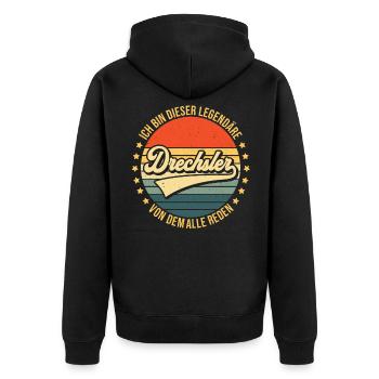 Legendärer Drechsler Drechseln Handwerker - Unisex Premium Bio Zip Hoodie - Schwarz - Hinten - Nico (187cm)