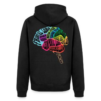 Neurologe Gehirnkarte - Unisex Premium Bio Zip Hoodie - Schwarz - Hinten - Nico (187cm)