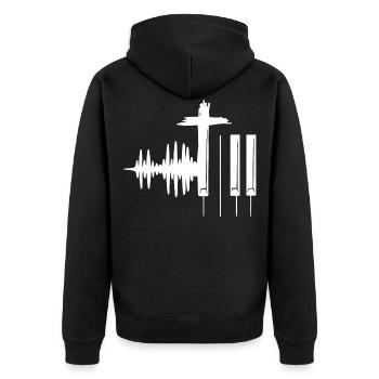 Christian Pianist, Jesus Music - Unisex Premium Organic Zip Hoodie - black - Back - Nico (187cm)