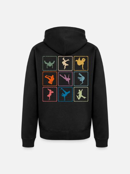 Retro break dancer Breatdancing - Unisex Premium Organic Zip Hoodie - black