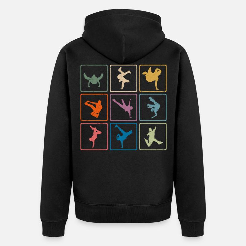 Danseuse de break rétro Breatdancing - Veste à capuche bio Premium Unisexe - noir