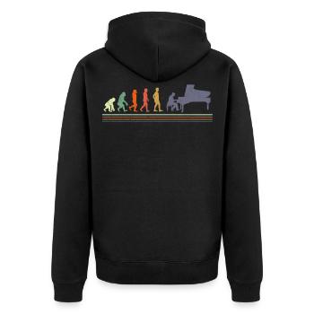 Klavierspieler Evolution Musiker - Unisex Premium Bio Zip Hoodie - Schwarz - Hinten - Nico (187cm)