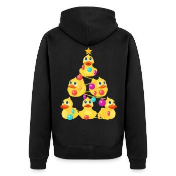 Gummi Ente Weihnachtsbaum - Unisex Premium Bio Zip Hoodie - Schwarz - Hinten - Nico (187cm)