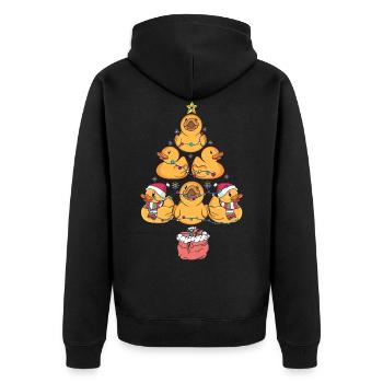 Gummi Ente Weihnachtsbaum - Unisex Premium Bio Zip Hoodie - Schwarz - Hinten - Nico (187cm)