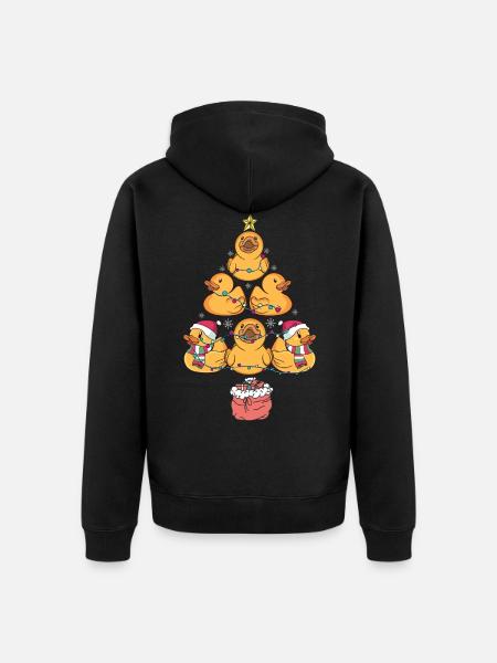 Rubber Duck Christmas Tree - Unisex Premium Organic Zip Hoodie - black