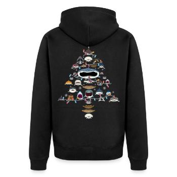 Hai, Haie, Shakr-Weihnachtsbaum - Unisex Premium Bio Zip Hoodie - Schwarz - Hinten - Nico (187cm)