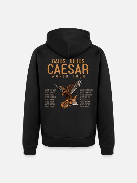 Gaio Giulio Cesare World Tour, Antichi Romani - Felpa con cappuccio ecologica premium unisex - nero
