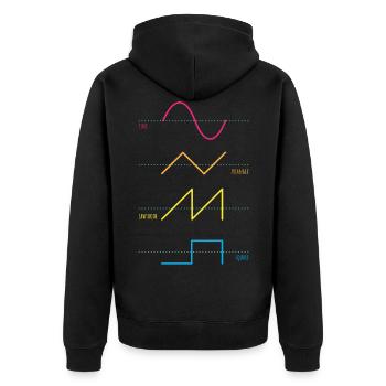 Synthesizer Audiowaves Analog Digital - Unisex Premium Bio Zip Hoodie - Schwarz - Hinten - Nico (187cm)