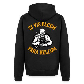 SI VIS Pacem Para Bellum - Unisex Premium Organic Zip Hoodie - black - Back - Nico (187cm)