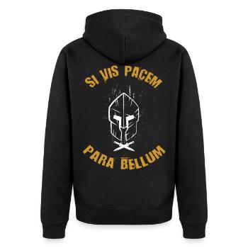 SI VIS Pacem Para Bellum - Unisex Premium Organic Zip Hoodie - black - Back - Nico (187cm)