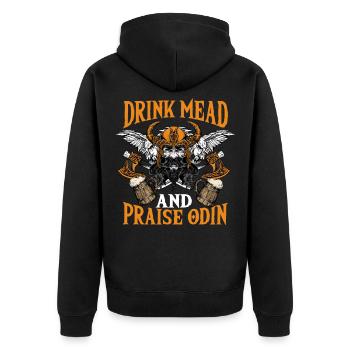 Wikinger Wikinger Nordmythologie - NORSE - Unisex Premium Bio Zip Hoodie - Schwarz - Hinten - Nico (187cm)