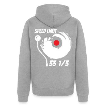 Le vinyle attire la musique audiophile - Veste à capuche bio Premium Unisexe - gris chiné - Dos - Nico (187cm)