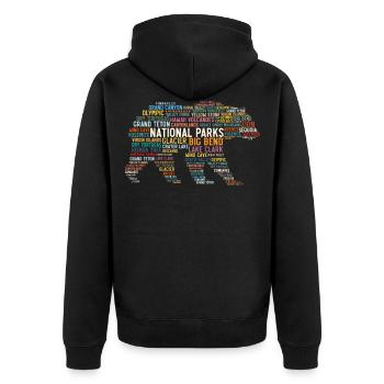 U.S. National Parks, Bear National Park - Unisex Premium Organic Zip Hoodie - black - Back - Nico (187cm)
