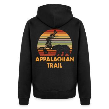Thru Wanderer, Appalachian Trail - US Trail - Unisex Premium Bio Zip Hoodie - Schwarz - Hinten - Nico (187cm)