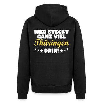 Thüringen Thüringer Heimat Spruch Geschenk - Unisex Premium Bio Zip Hoodie - Schwarz - Hinten - Nico (187cm)