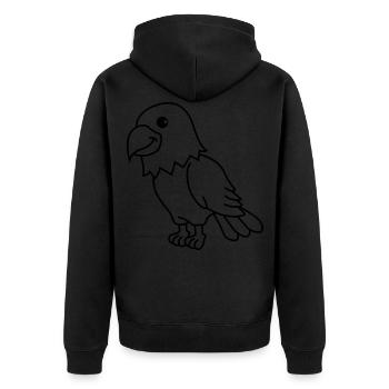Adler Comic Tier - Unisex Premium Bio Zip Hoodie - Schwarz - Hinten - Nico (187cm)