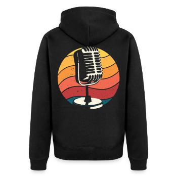 Mikrofon, Komiker, Stand-Up-Komödie - Unisex Premium Bio Zip Hoodie - Schwarz - Hinten - Nico (187cm)