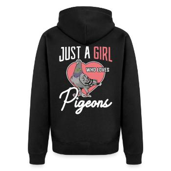 Pigeons voyageurs Juste une fille qui aime les pigeons - Veste à capuche bio Premium Unisexe - noir - Dos - Nico (187cm)