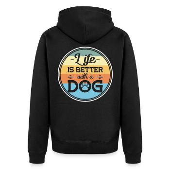 Patte de chien La vie est meilleure avec une patte de chien - Veste à capuche bio Premium Unisexe - noir - Dos - Nico (187cm)