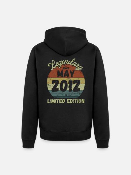 Legendary since May 2012 - Birthday - Unisex Premium Organic Zip Hoodie - black