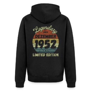 Legendary since Dezember 1952 - Geburtstag - Unisex Premium Bio Zip Hoodie - Schwarz - Hinten - Nico (187cm)